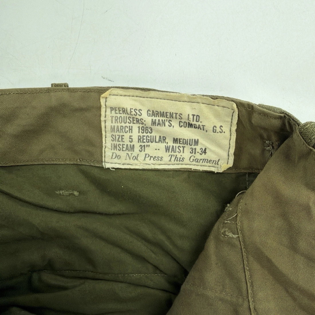 Vintage Combat G.S. Trousers Military Pants Size 5 Regular Medium 1963 60s