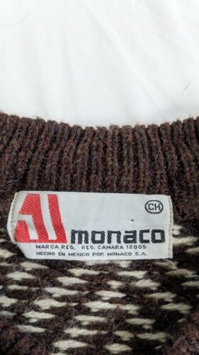 Vintage Monaco Herringbone Sweater Size Large Brown