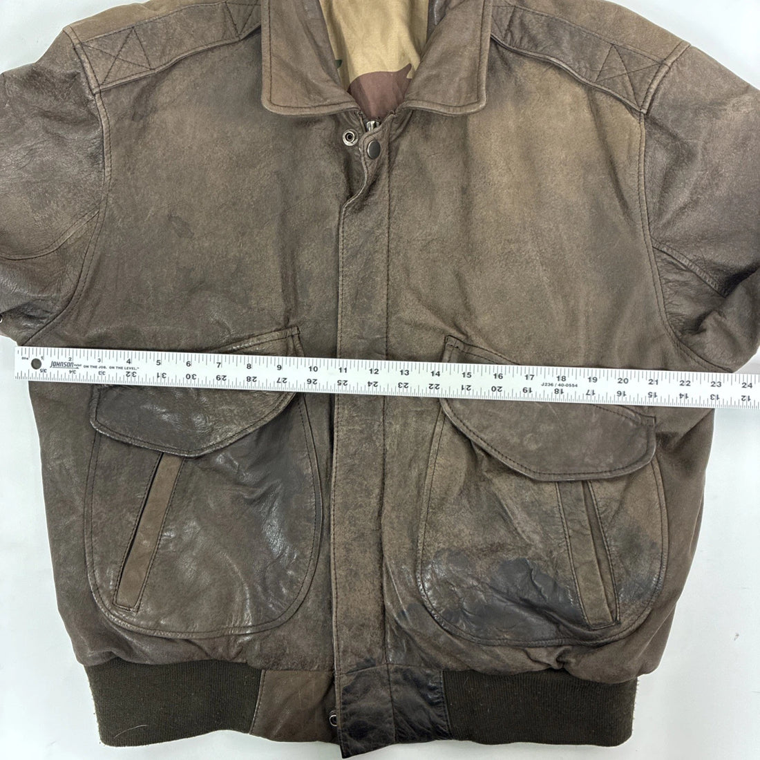 Vintage Hunt Club Leather Bomber Jacket Size 44