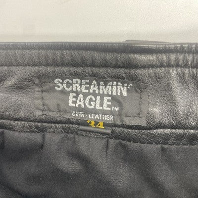 Vintage Screamin Eagle Leather Motorcycle Pants Size 34 Black