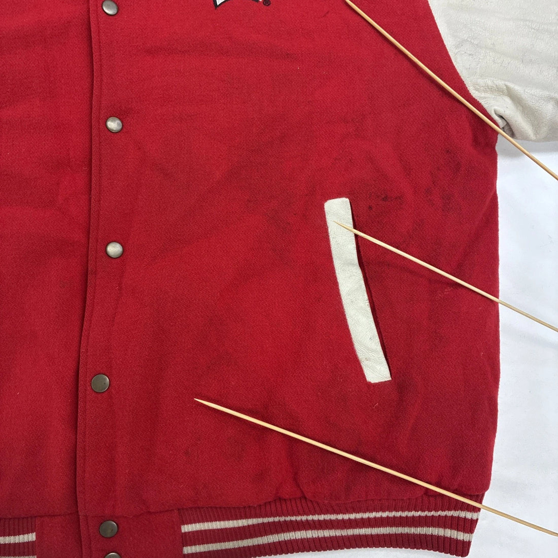 Wisconsin Badgers Logo Athletic Leather Wool Varsity Jacket Size XL NCAA