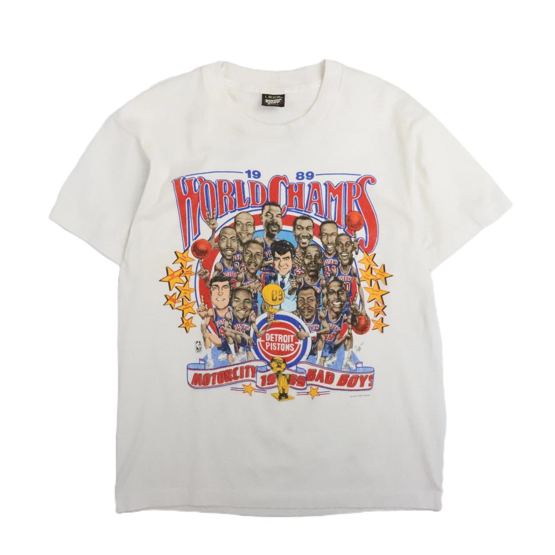 Vintage Detroit Pistons World Champs Caricature T-Shirt Large Bad Boys 1989 NBA
