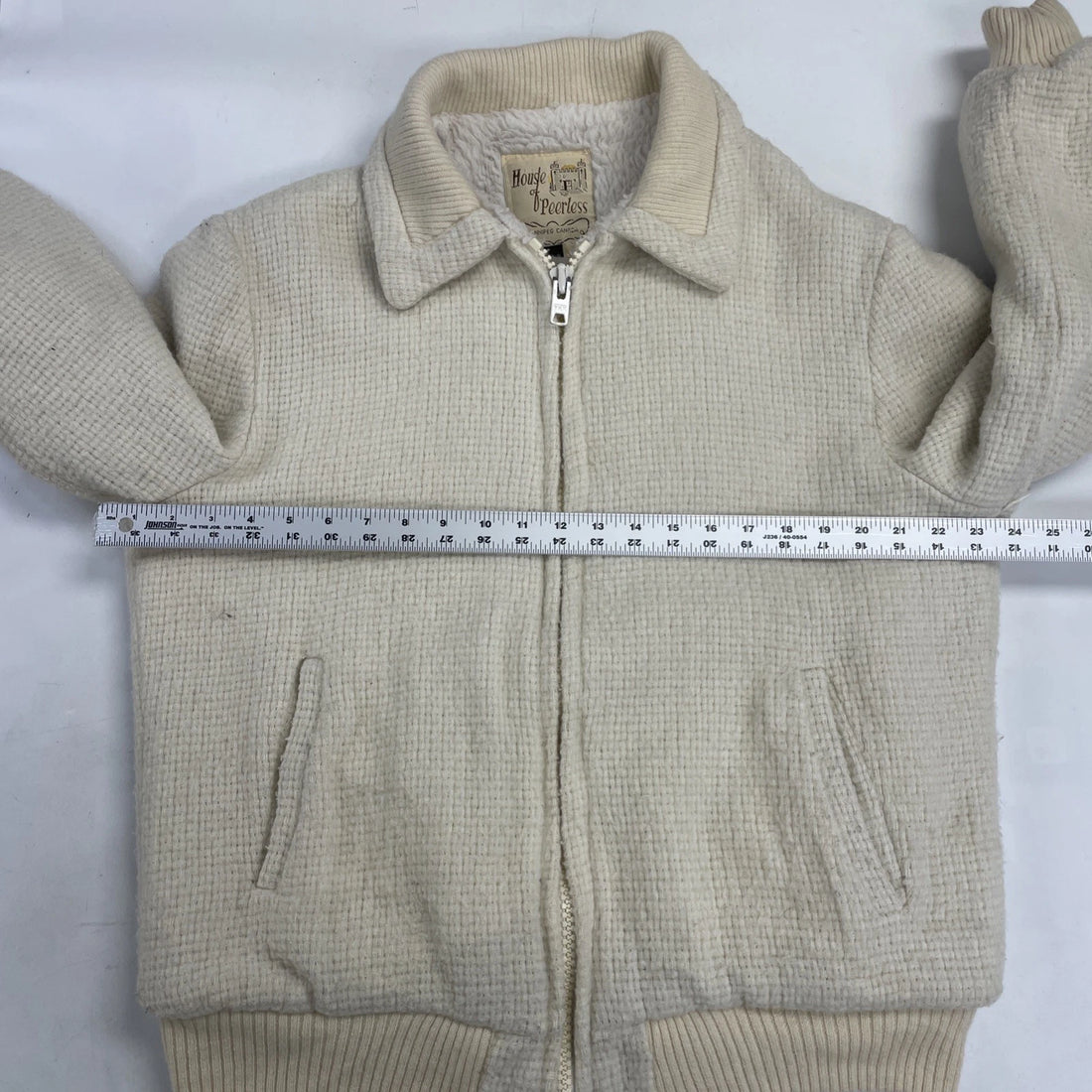 Vintage House Of Peerless Bomber Jacket Size 44 Sherpa Lined
