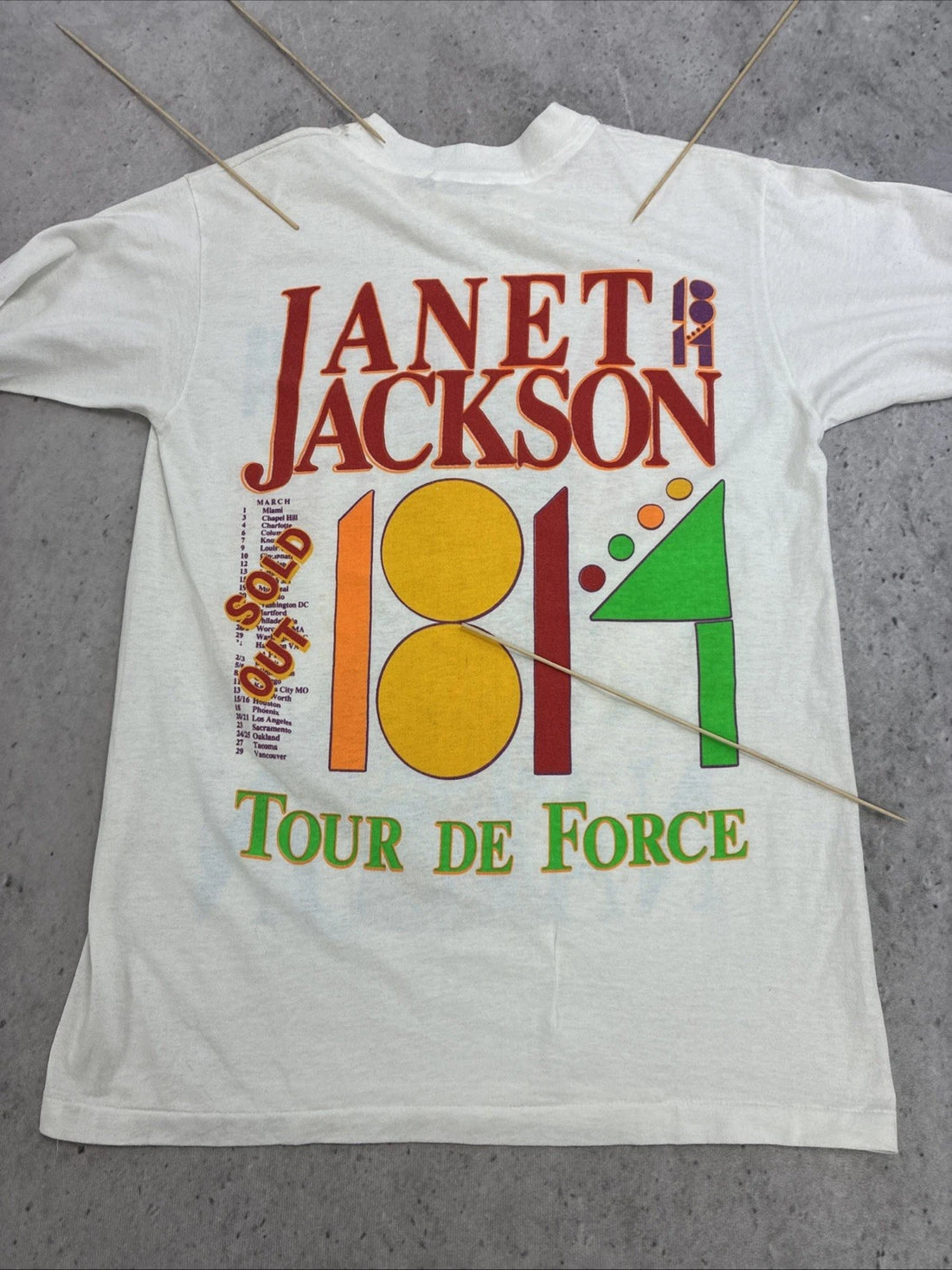 Vintage Janet Jackson Rhythm Nation 1814 Tour De Force Music T-Shirt Medium 90s