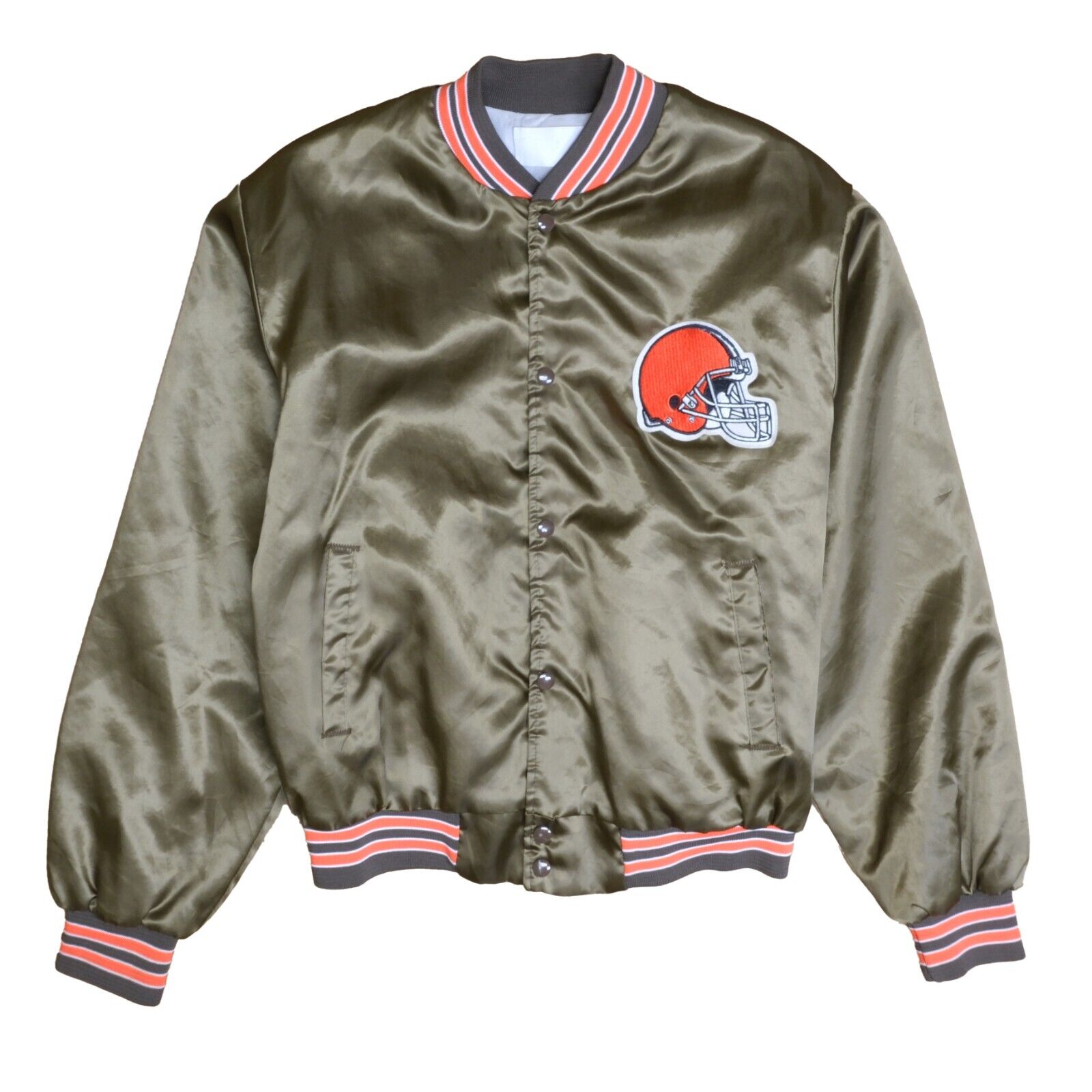 Vintage Cleveland Browns Satin Bomber Jacket Size Large 80s 90s