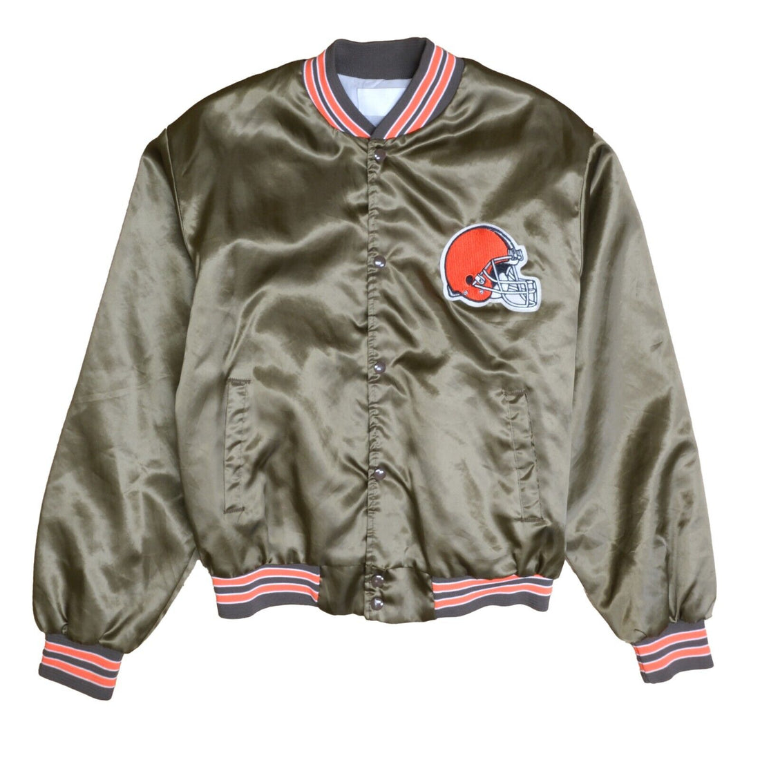 Vintage Cleveland Browns Satin Bomber Jacket Size Large 80s 90s NFL