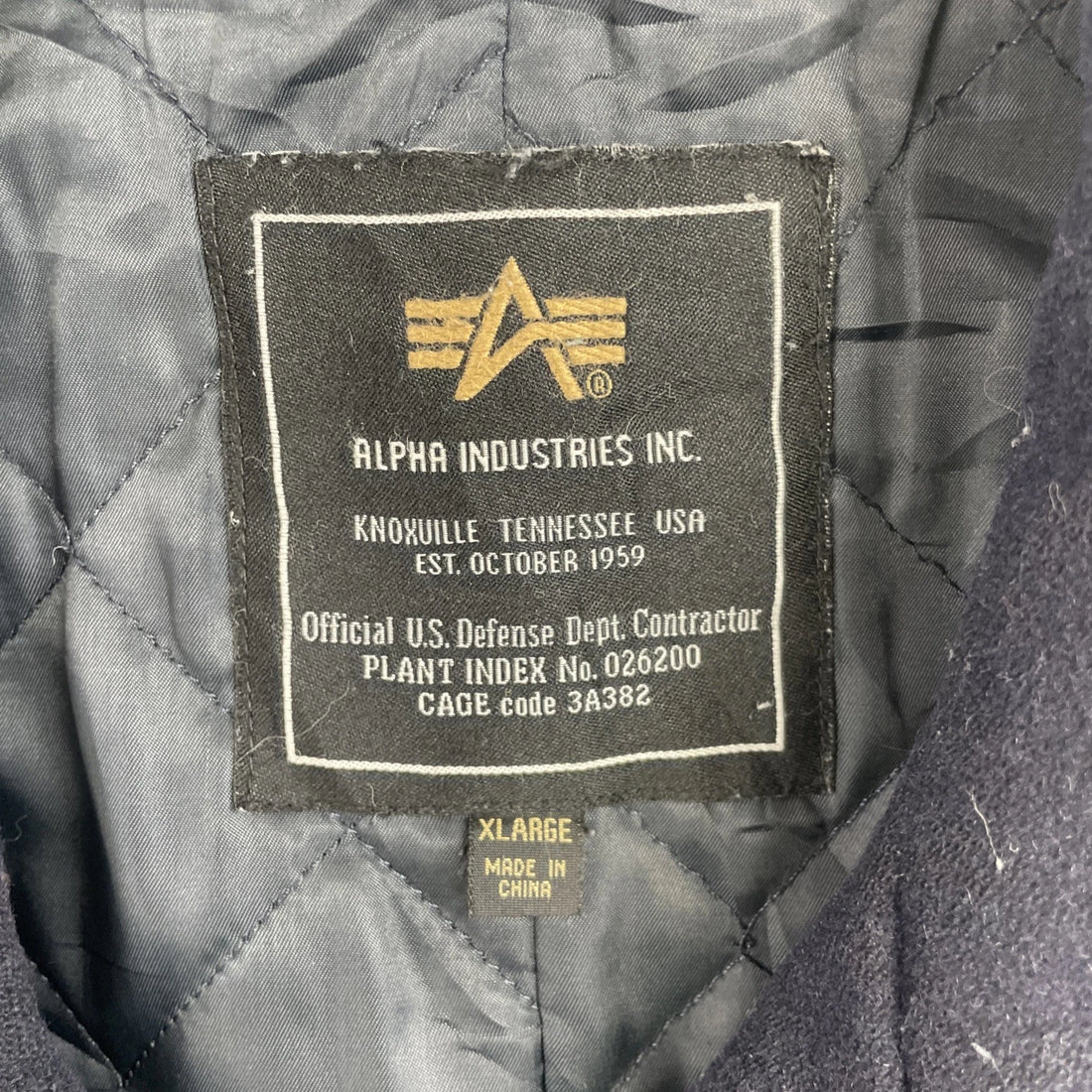 Alpha Industries Wool Pea Coat Jacket Size XL Blue