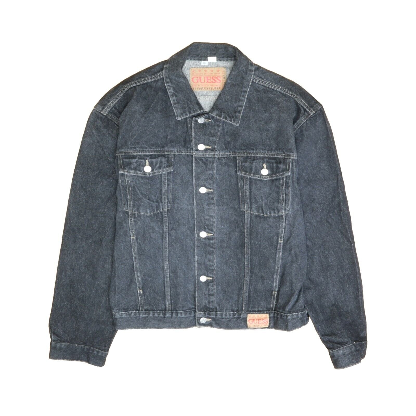 Guess black outlet denim jacket