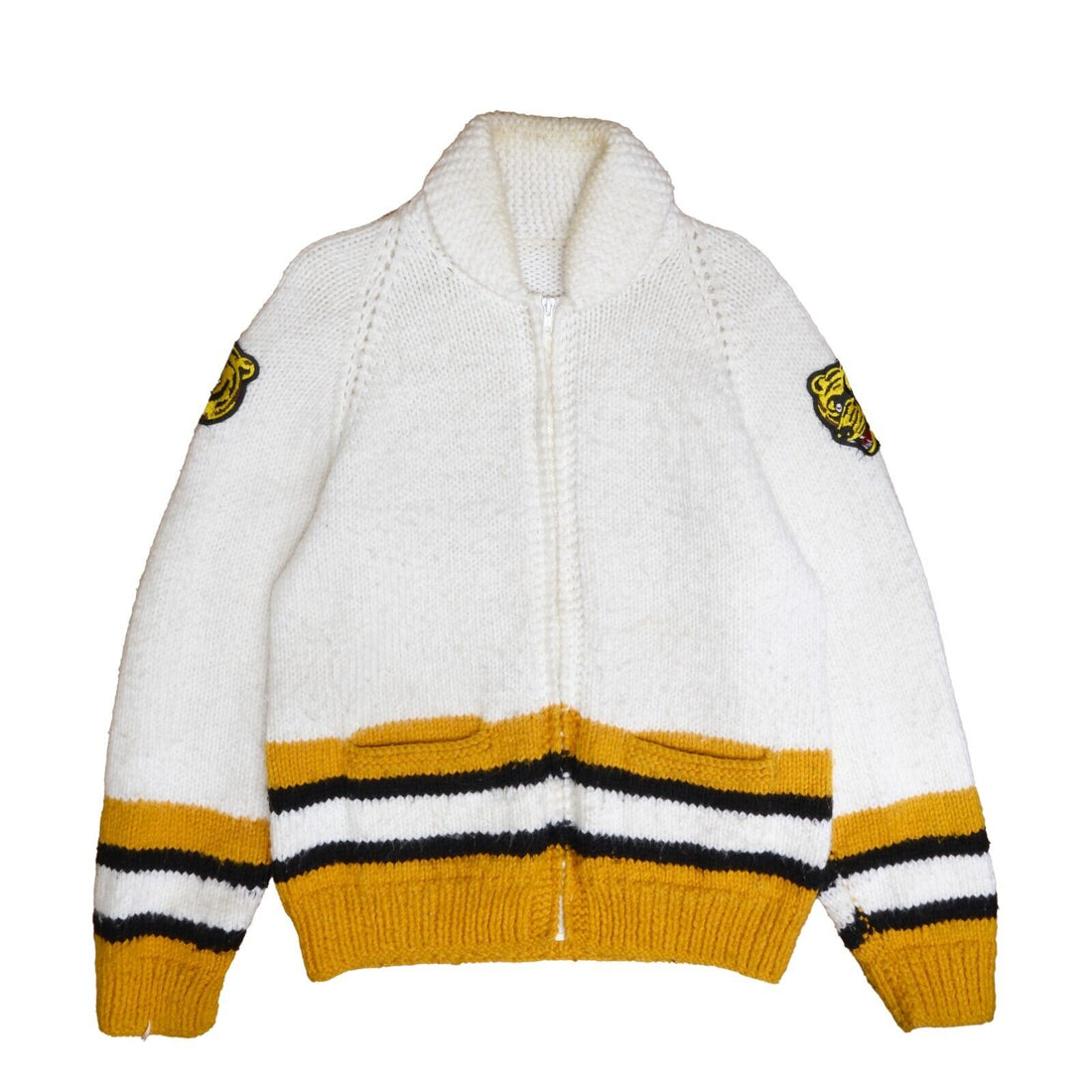 Vintage Boston Bruins Wool Knit Cowichan Cardigan Sweater Size Large NHL