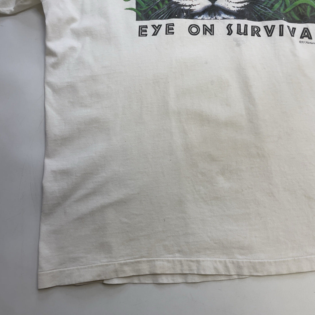 Vintage Eyes On Survival Tiger T-Shirt Size XL Nature Humanitees 1993 90s