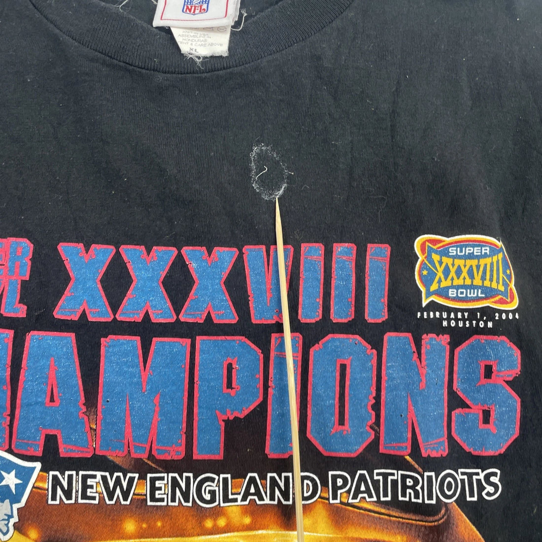 Vintage New England Patriots Super Bowl XXXVIII Champs Ring T-Shirt XL NFL
