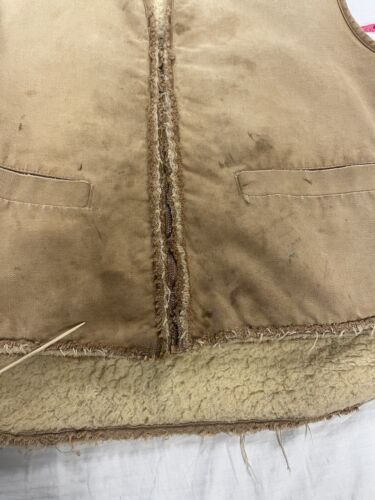 Vintage Carhartt Canvas Work Vest Jacket Size XL Sherpa Lined