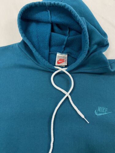 Vintage Nike Sweatshirt Hoodie Size Large Blue Teal Embroidered 80s 90s