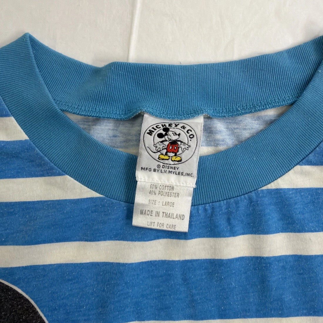 Vintage Mickey Mouse Disney T-Shirt Size Large All Over Print Striped