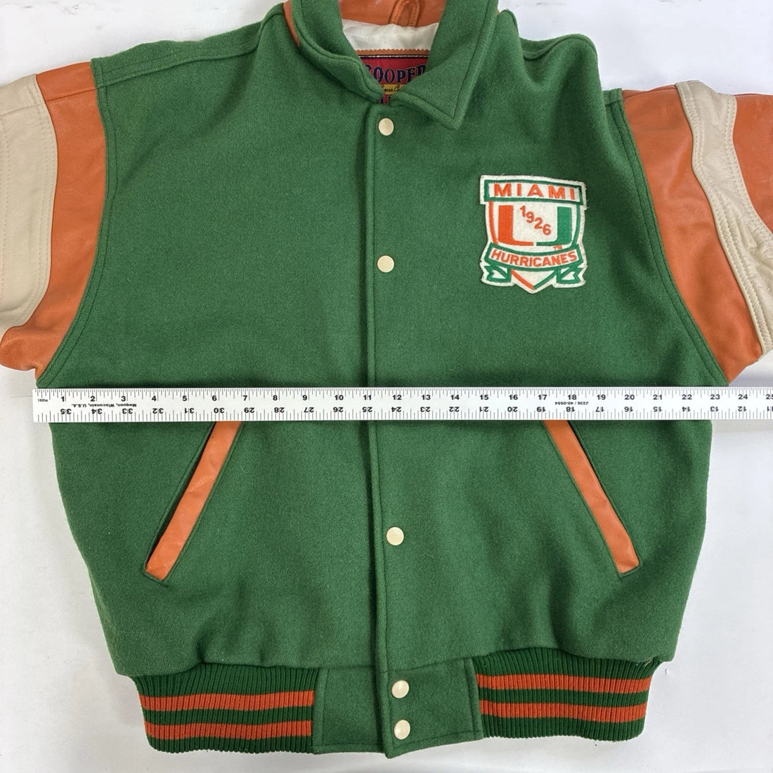 Vintage Miami Hurricanes Leather Wool Varsity Jacket Size Medium NCAA