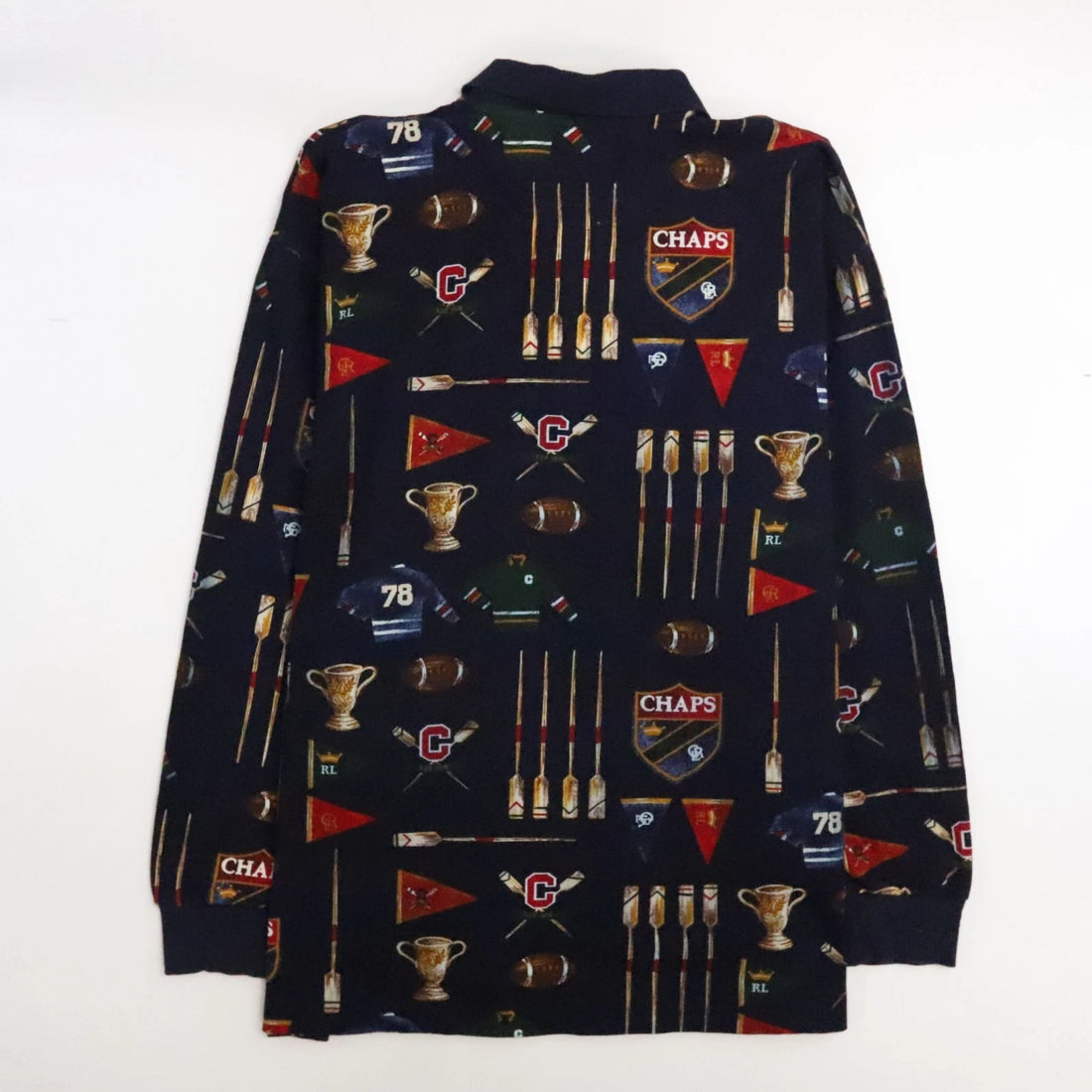 Vintage Chaps Ralph Lauren Rugby Shirt Size Large All Over Print