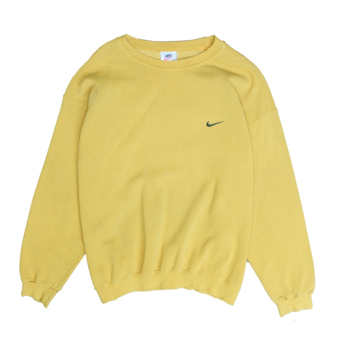 Vintage Nike Sweatshirt Crewneck Size XL Yellow Green Embroidered Swoosh 90s
