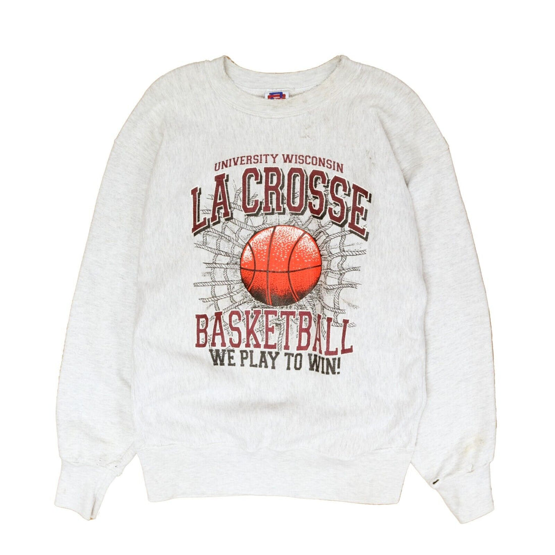 Vintage University Of Wisconsin La Crosse Basketball Sweatshirt XL Gray 90s NCAA