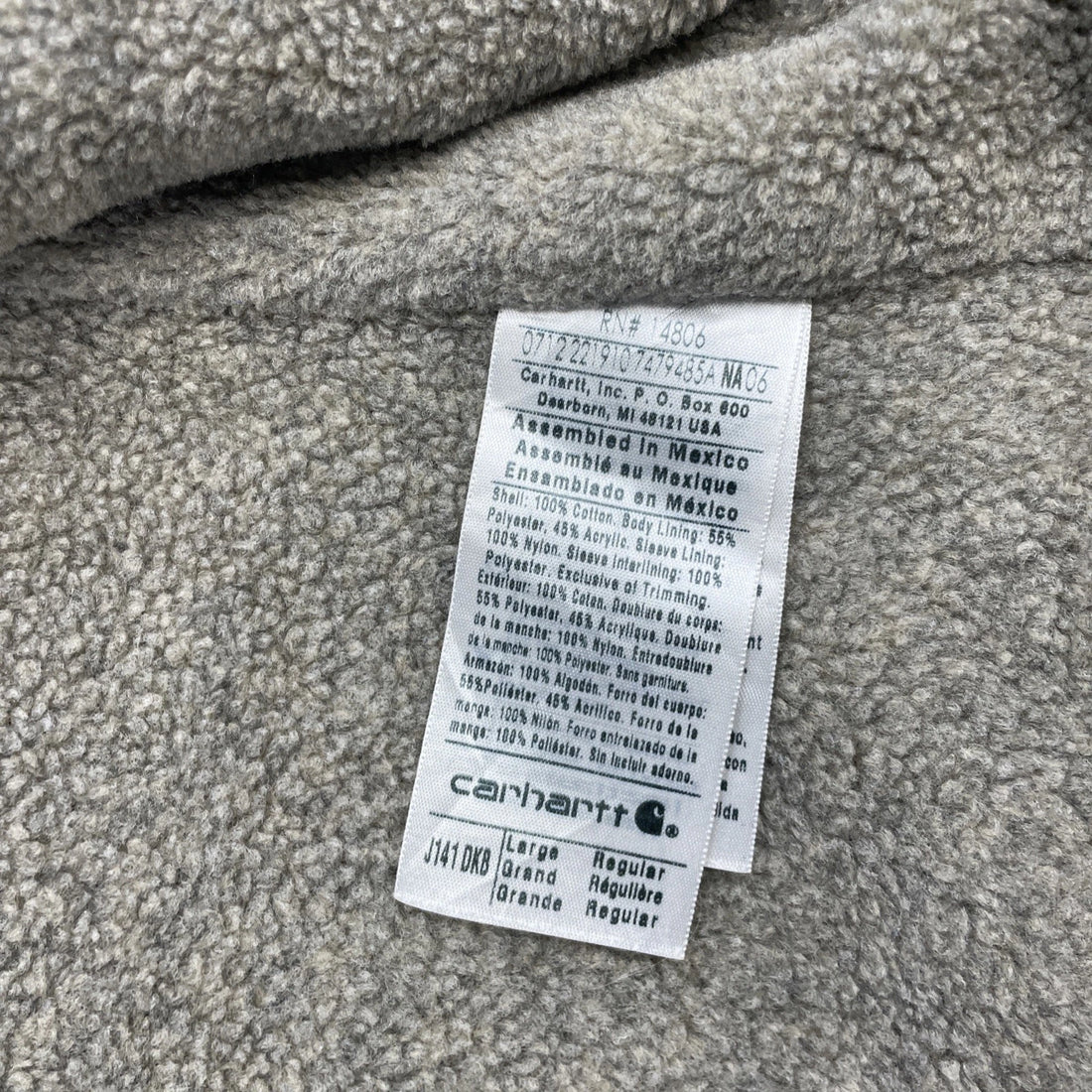 Carhartt Canvas Work Jacket Size Large Hooded J141 DKB