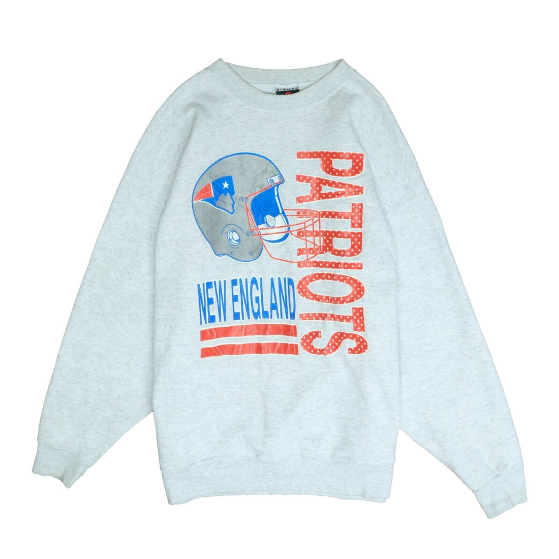 Vintage New England Patriots Helmet Sweatshirt Size 2XL Gray 90s