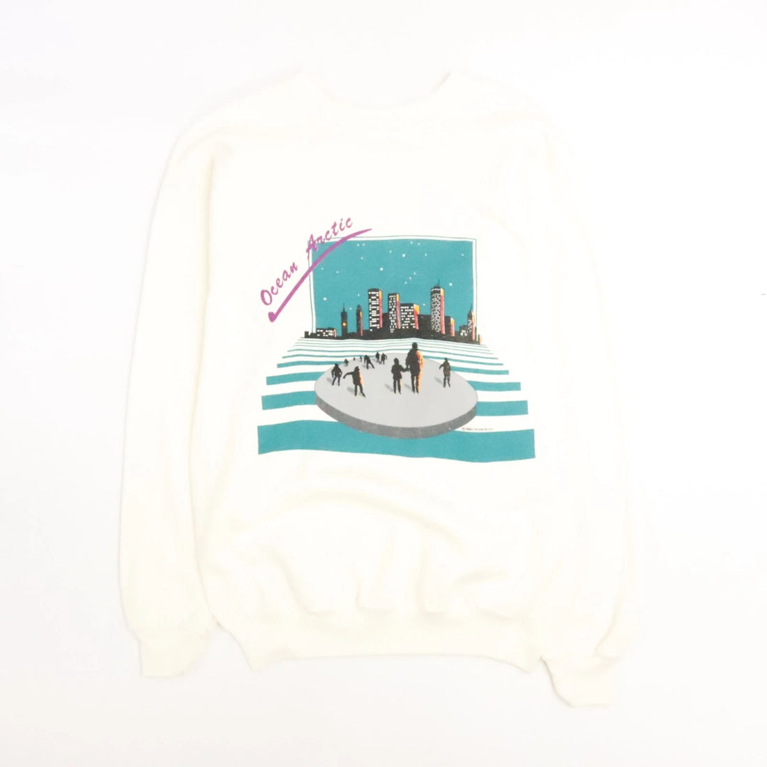 Vintage Ocean Arctic Skating City Skyline Crewneck Sweatshirt Size Medium 80s