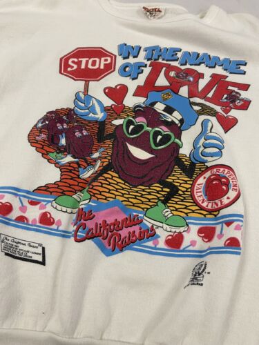 Vintage California Raisins In The Name Of Love Sweatshirt Size Large 1987 80s
