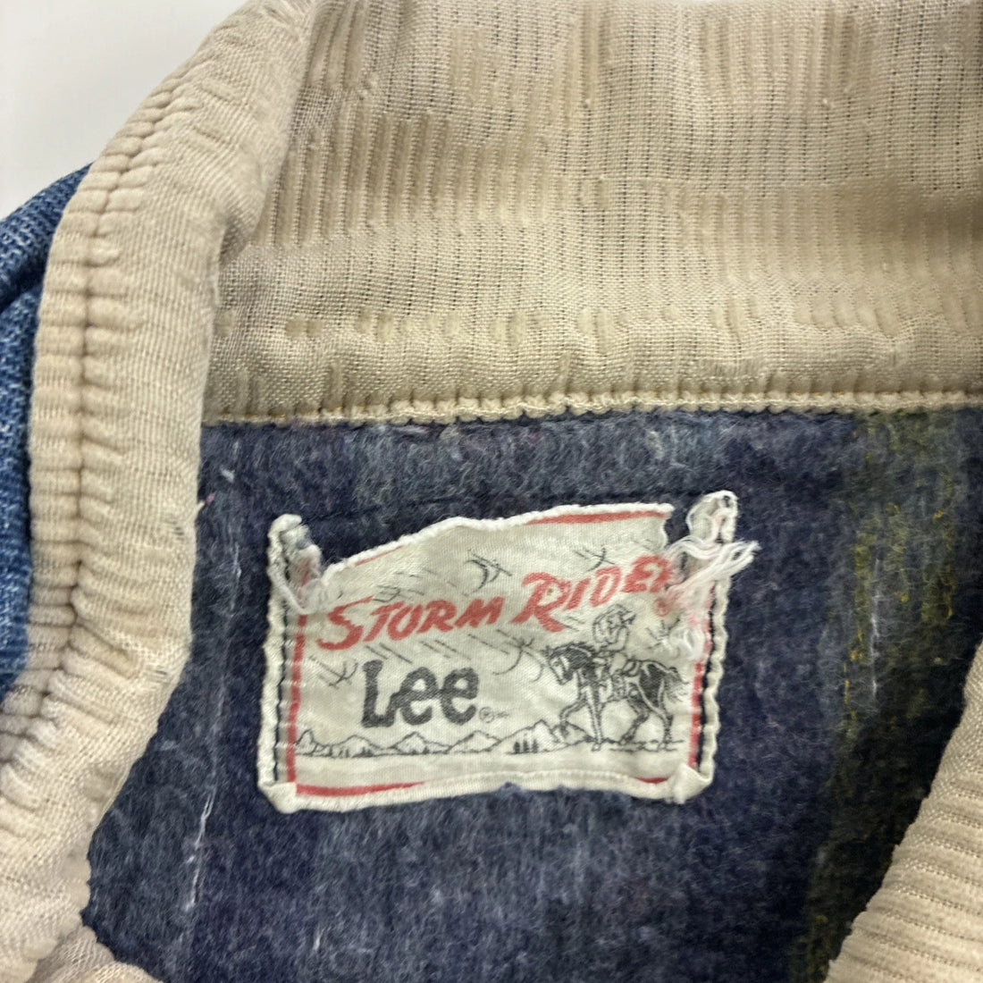 Lee Storm Rider Denim Trucker Jacket Size Large Blanket Lined