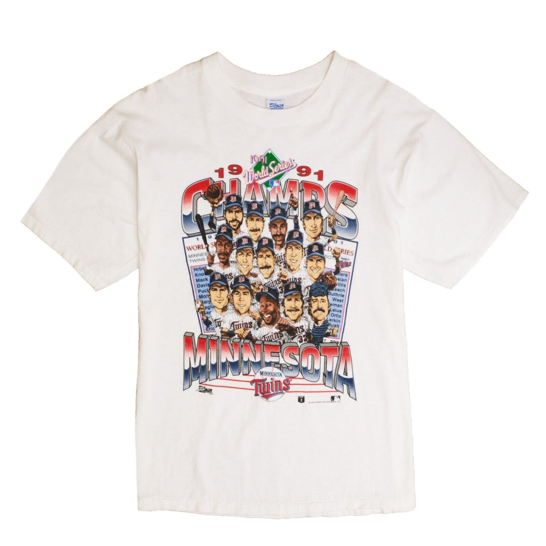 Vintage Minnesota Twins World Series Champs Caricature T-Shirt Large 1991 MLB