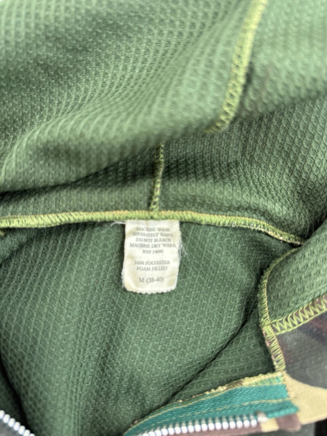 Vintage Camo Full Zip Sweatshirt Hoodie Size Medium Waffle Lined