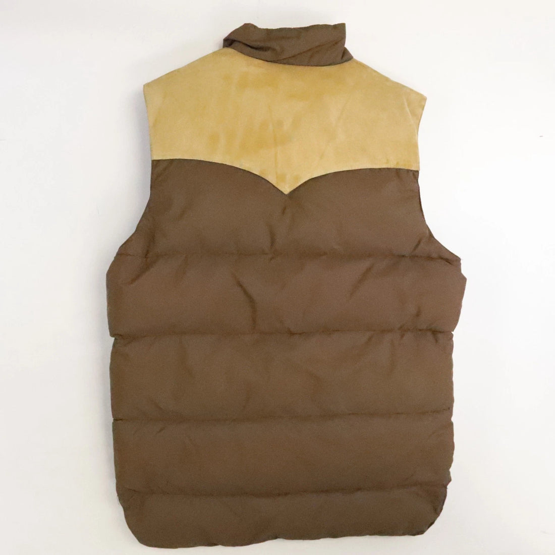 Vintage Golden Goose Puffer Suede Vest Jacket Size Medium Brown Down Insulated