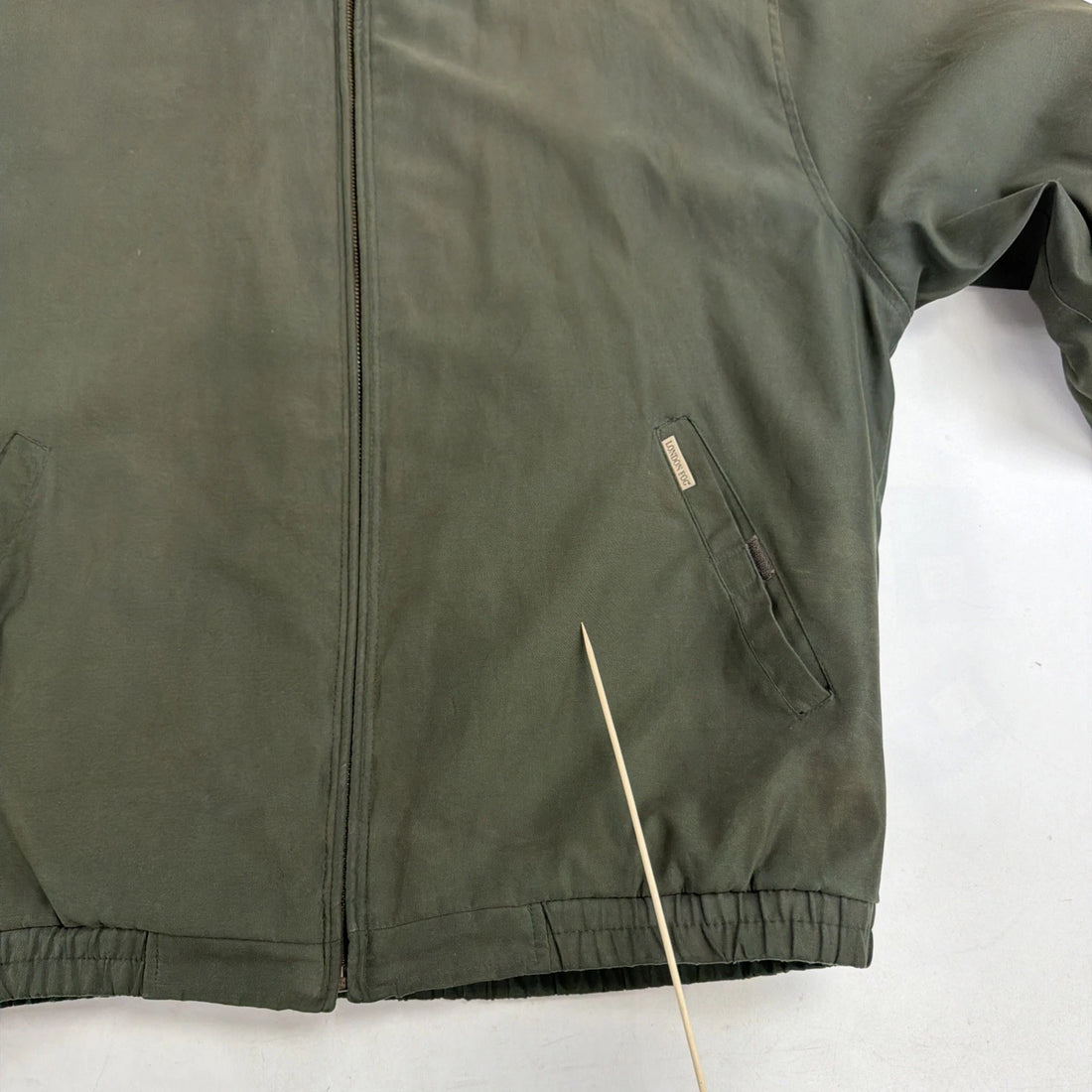 London Fog Bomber Jacket Size Large Green Fleece Lined