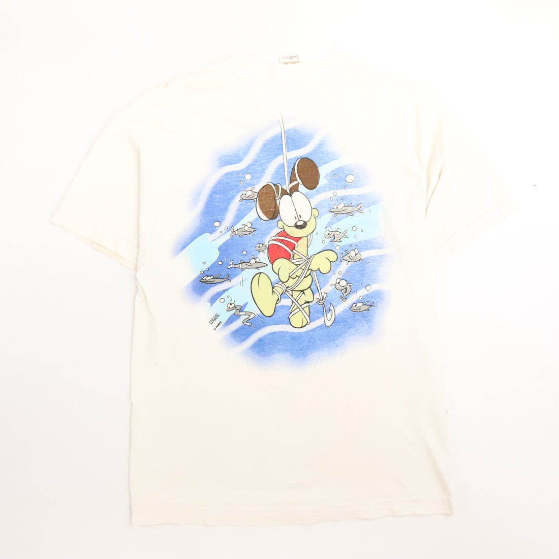 Vintage Garfield Fishing T-Shirt Size Medium All Over Print 1996 90s