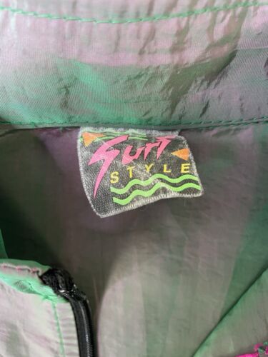 Vintage Surf Style Pullover Windbreaker Light Jacket Size XL Iridescent