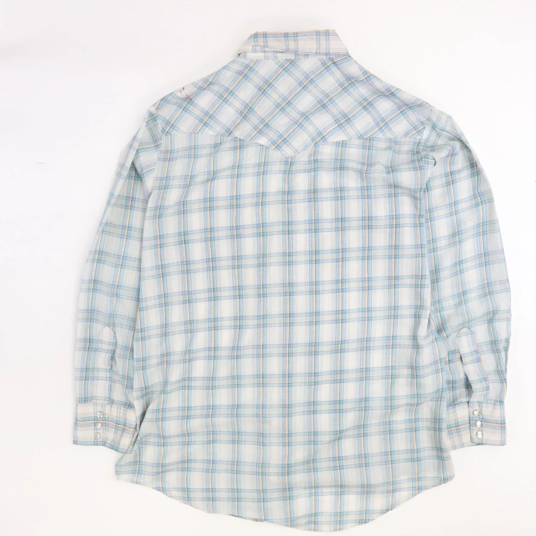 Vintage Lee Western Pearl Snap Shirt Size XL Blue Plaid 70s