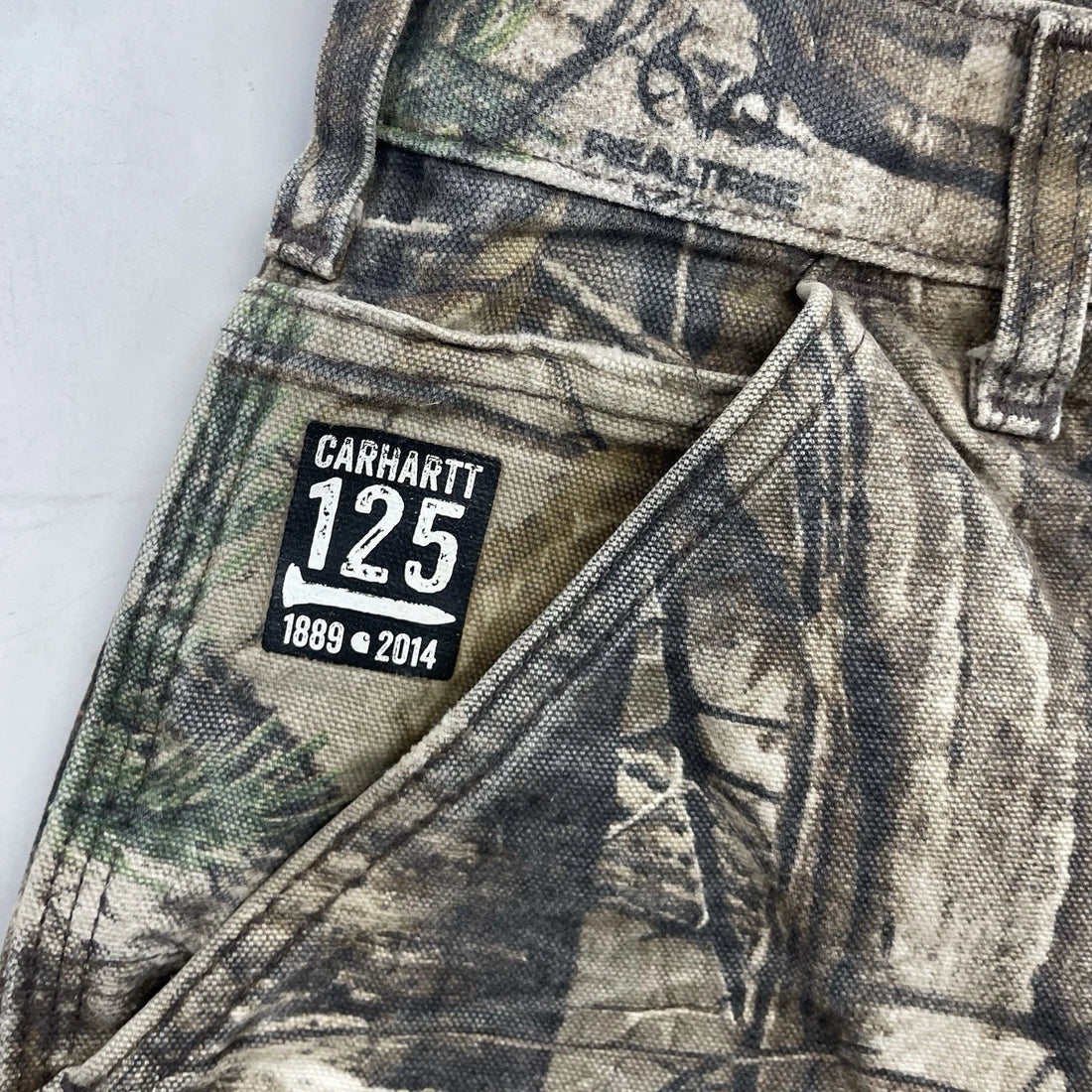 Carhartt Realtree Camo Carpenter Work Pants Size 34 X 30 Distressed