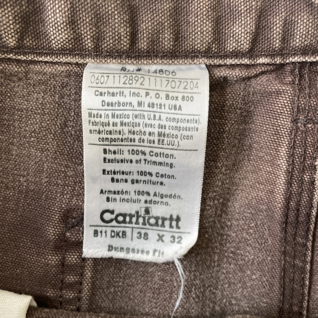 Vintage Carhartt Canvas Carpenter Work Pants 38 X 32 Brown