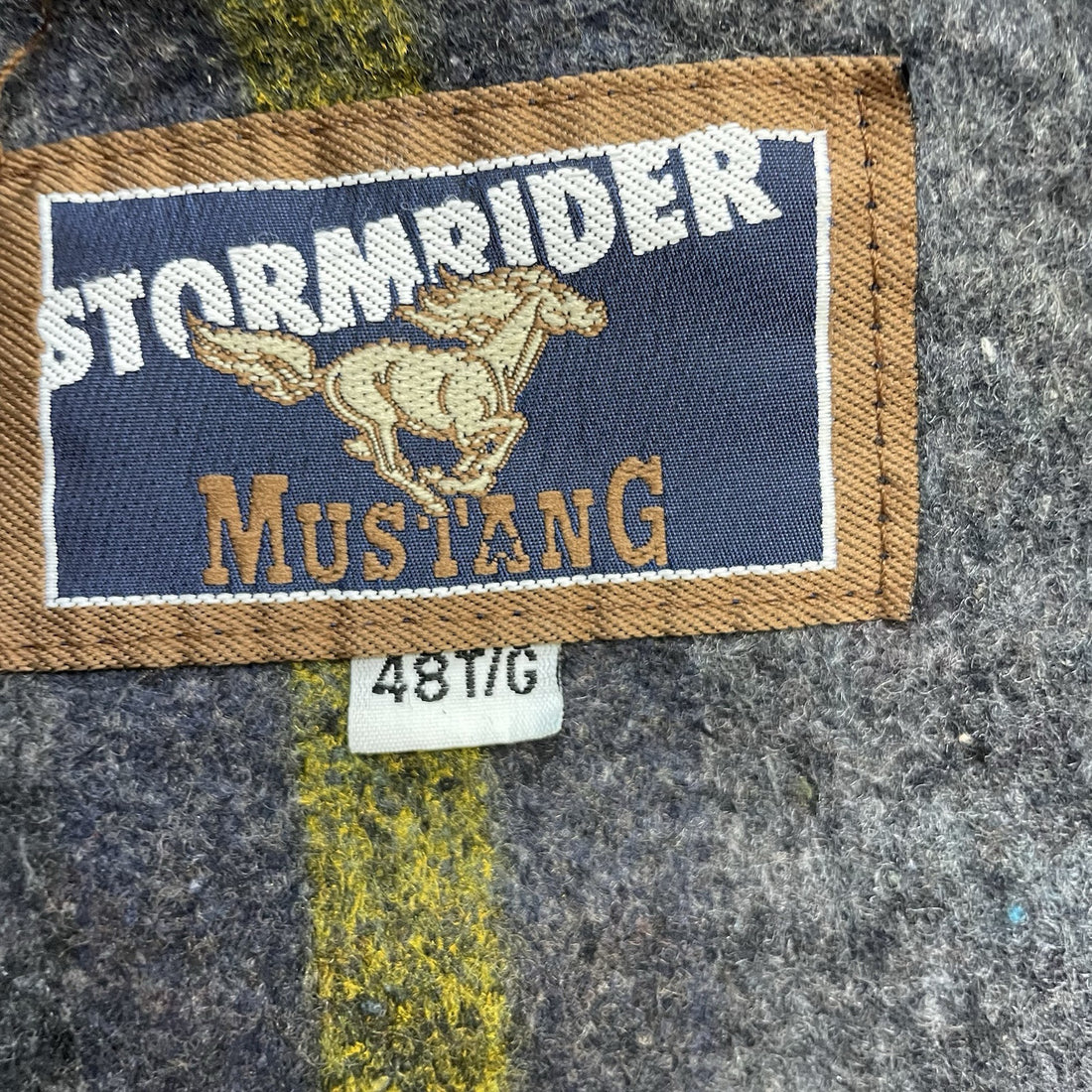 Vintage Mustang Storm Rider Denim Jean Trucker Jacket Size 48 Blue Blanket Lined