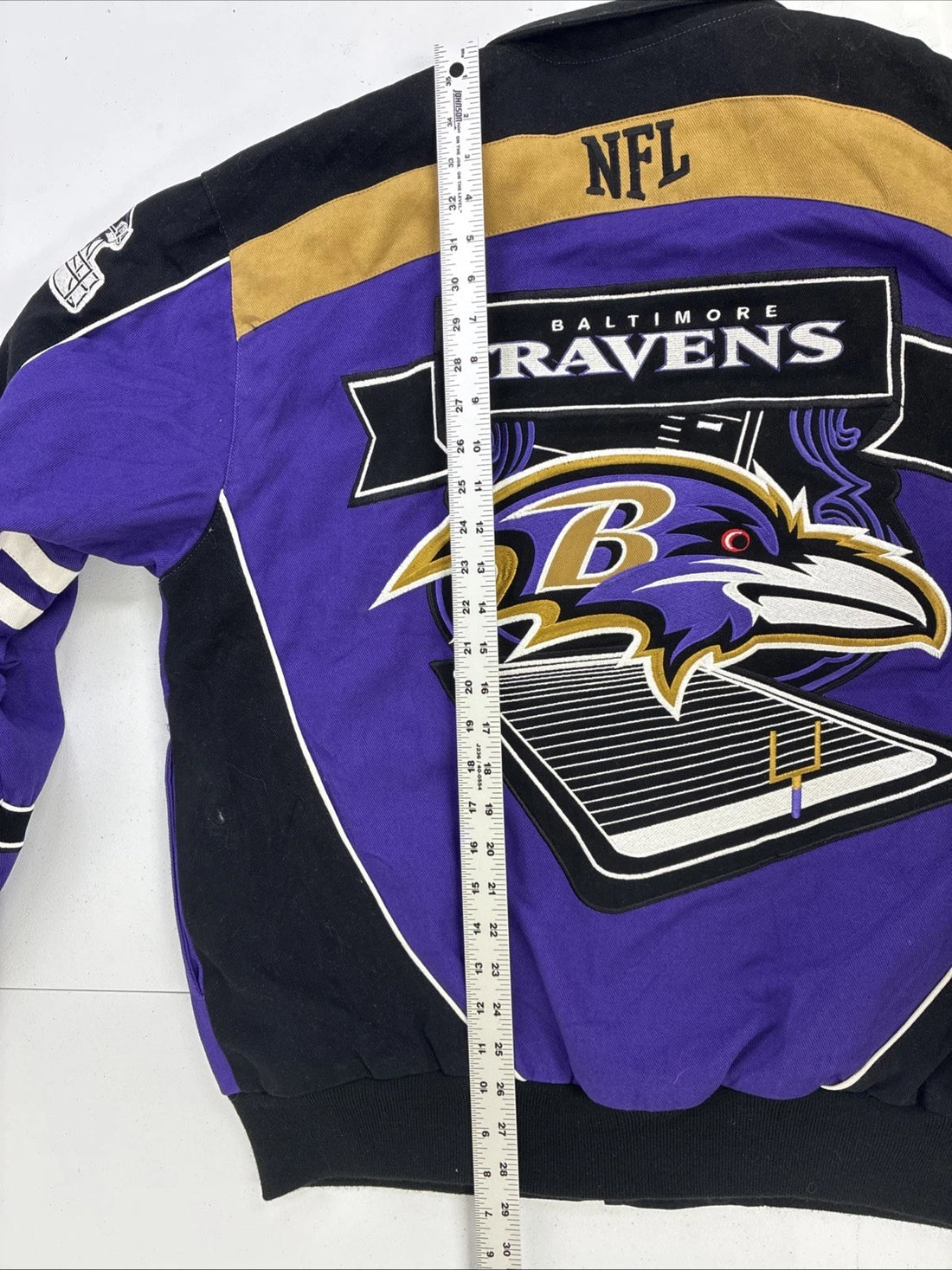Baltimore Ravens Varsity Racing Bomber Jacket Size Large NFL