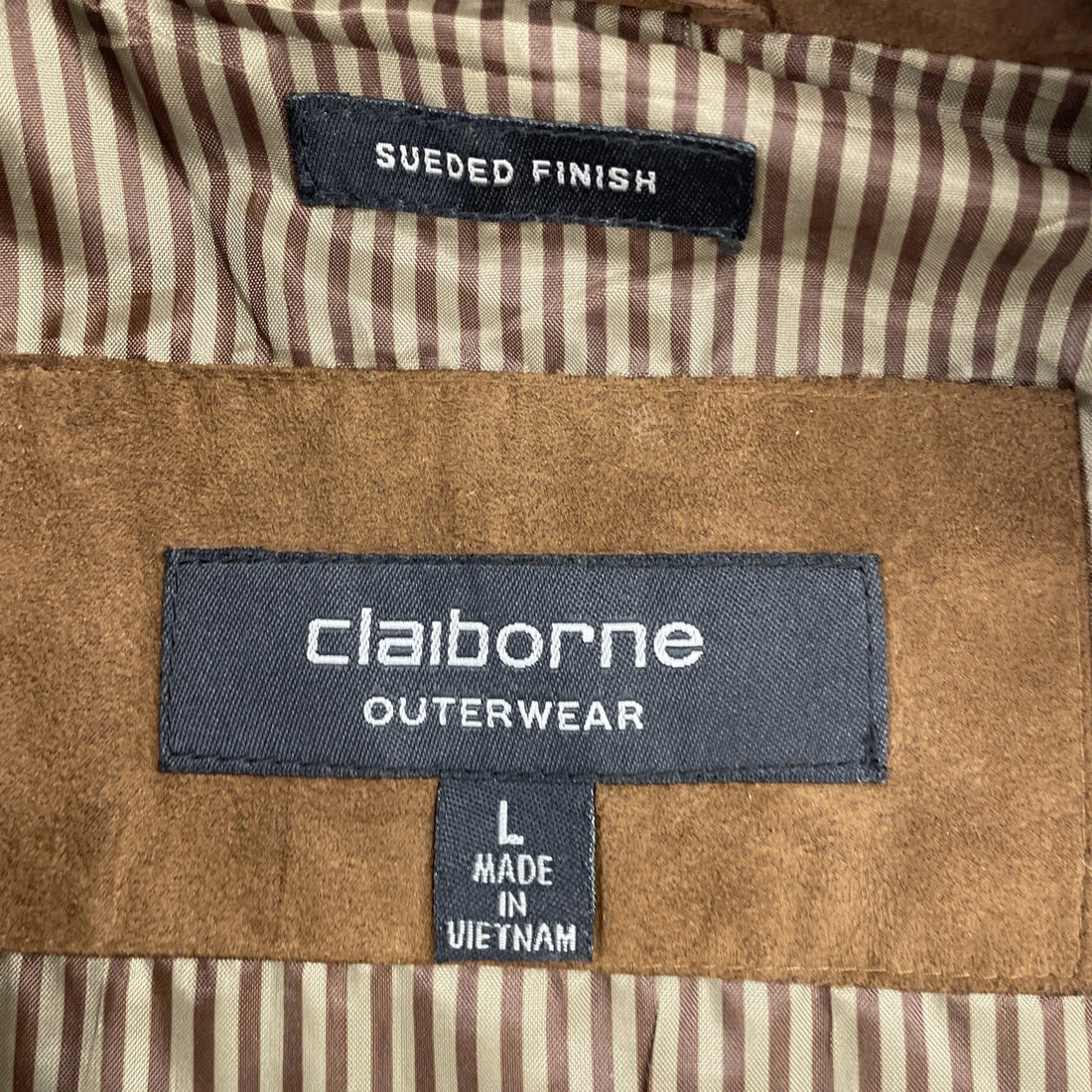 Claiborne Suede Light Bomber Jacket Size Large Brown