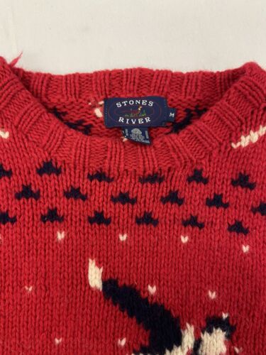 Vintage Stones River Skiing Wool Sweater Size Medium Red 90s