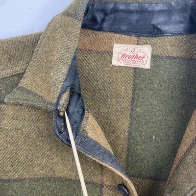Vintage Brother Outerwear Wool Shirt Jacket Size Large Plaid Union Made