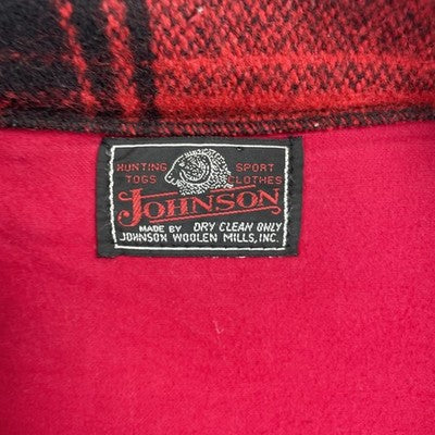 Vintage Johnson Woolen Mills Wool Hunting Jacket Size XL Red Plaid