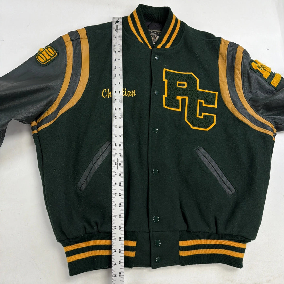 Vintage PC Pirates Leather Wool Varsity Letterman Jacket Large