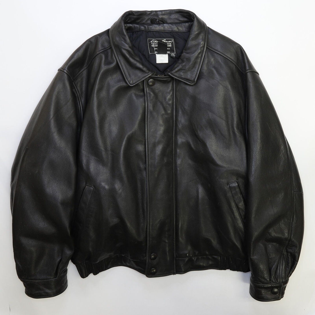 Vintage Eddie Bauer Leather Bomber Jacket Size 2XL Black