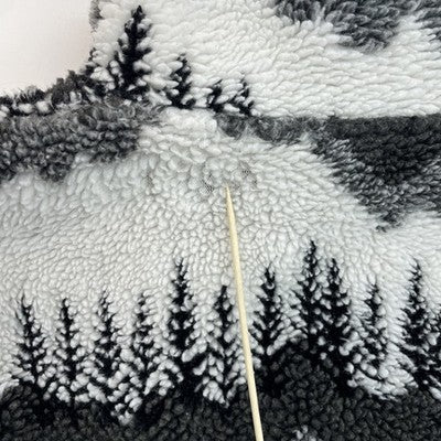 Vintage Black Mountain Forest Trees Fleece Jacket Medium Nature All Over Print