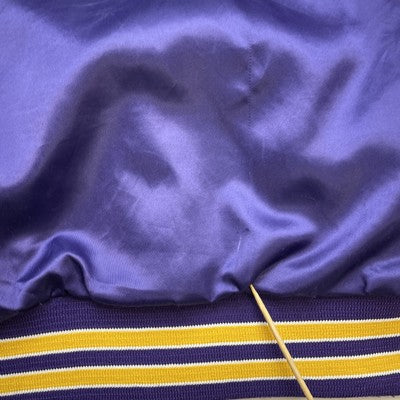Vintage Minnesota Vikings Chalk Line Satin Bomber Jacket Size Small NFL