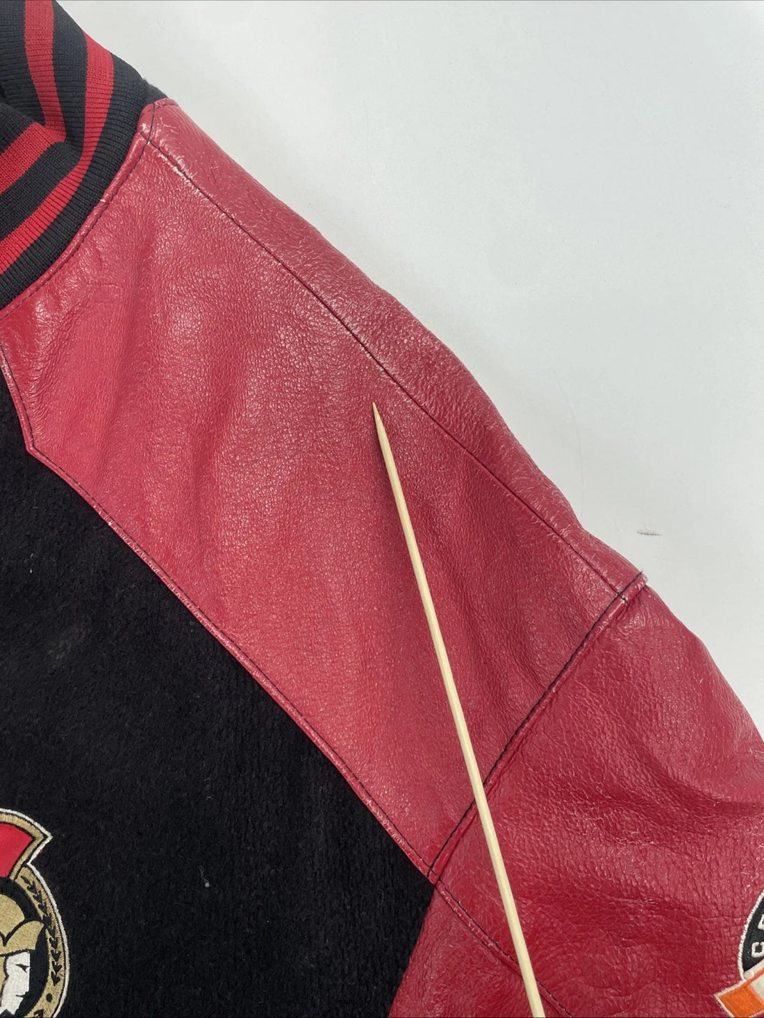 Ottawa Senators Pro Player Leather Wool Varsity Jacket Size Large