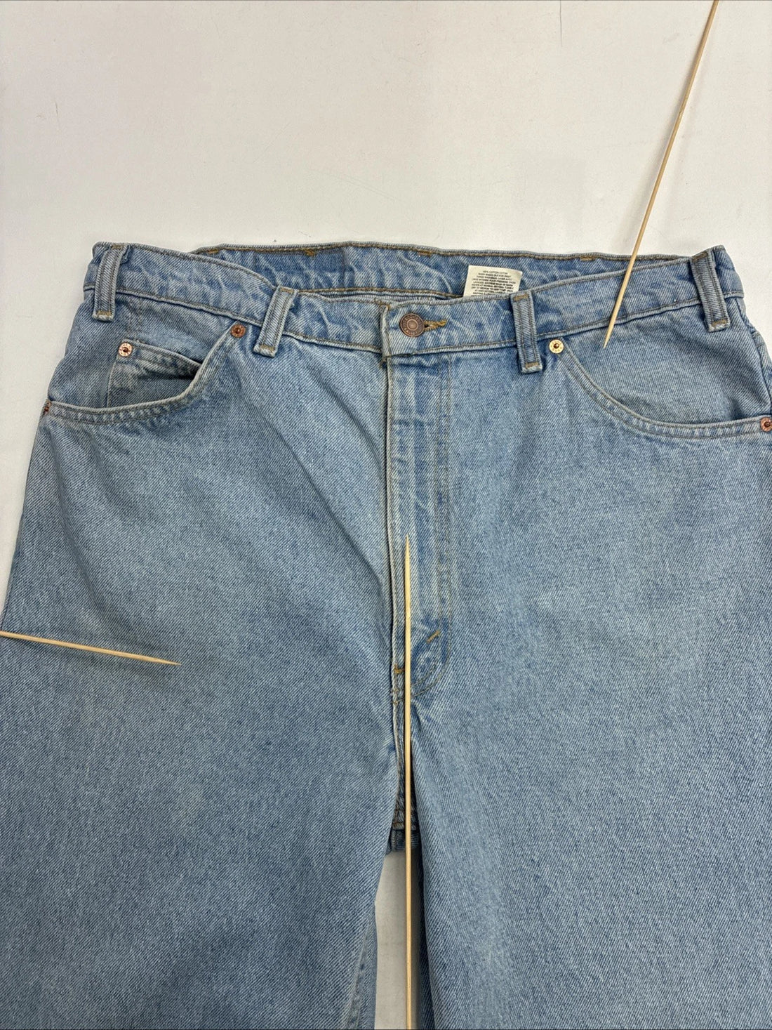 Vintage Levi Strauss & Co 619 Denim Jeans Pants 38 X 32 Light Wash Orange Tab