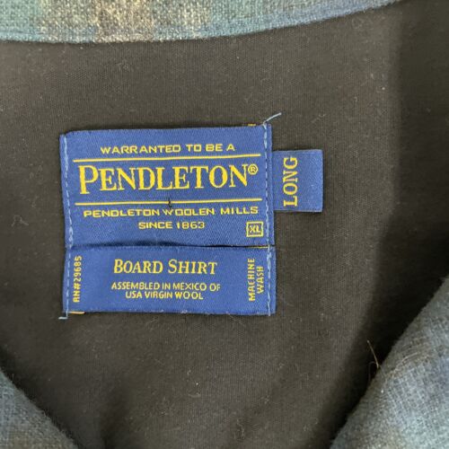 Pendleton Wool Board Button Up Shirt Size XL Long Blue Plaid