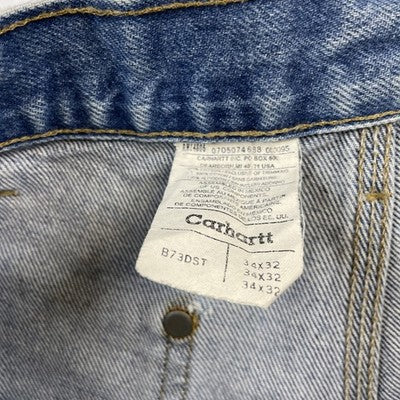 Vintage Carhart Double Knee Denim Jeans Work Pants Size 34 X 32 Blue B73DST